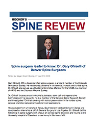 dr gary ghiselli, spine surgery today