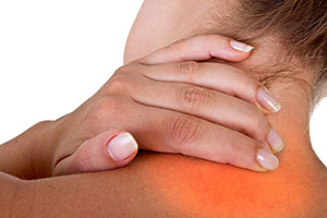 woman grabing neck in pain